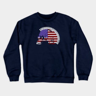 Skull with Bullet Mohawk in American Flag Pattern. Crewneck Sweatshirt